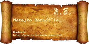 Matejko Borbála névjegykártya